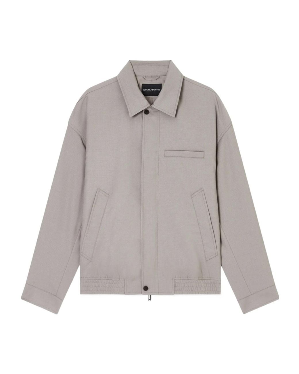 Emporio Armani Gray Zip-Up Long-Sleeved Jacket for men