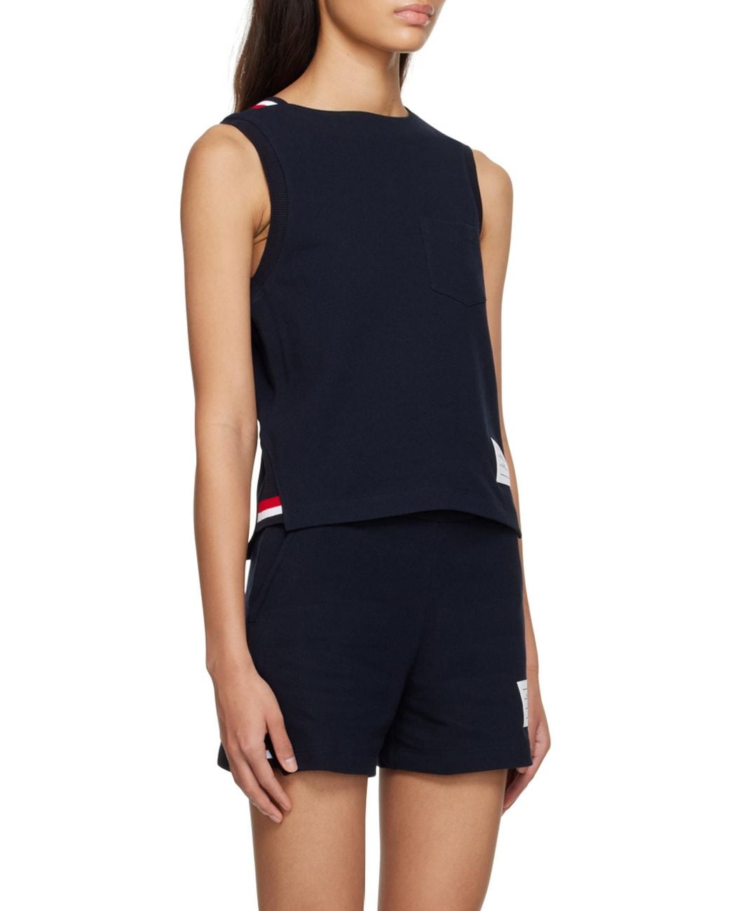 Thom Browne Black Rwb-Stripe Sleeveless Top