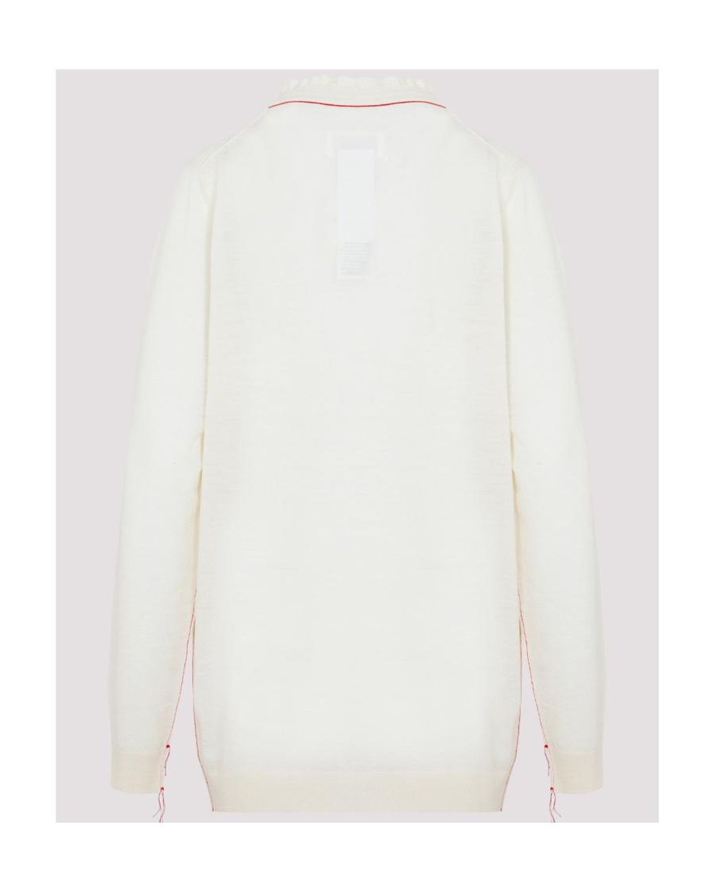 Maison Margiela White V-Neck Knitted Cardigan