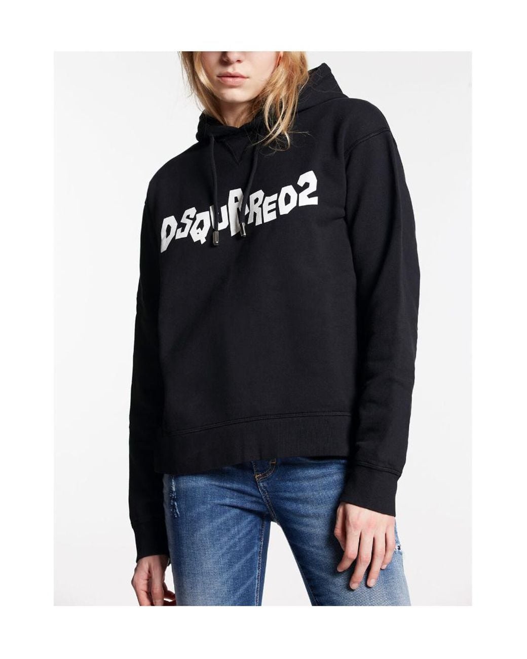 DSquared² Blue Logo Printed Drawstring Hoodie