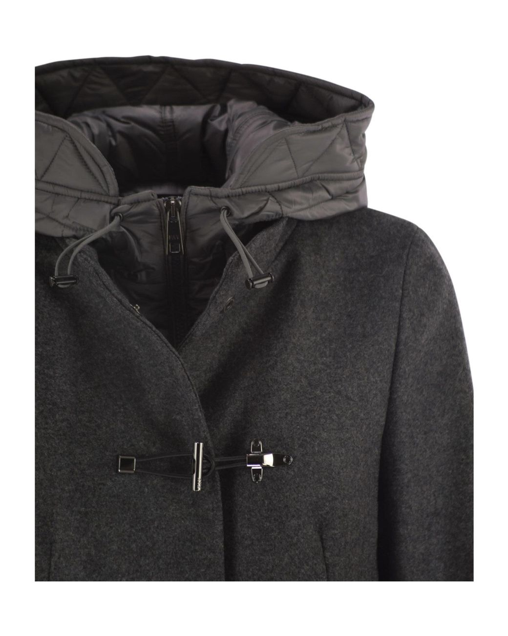 Fay Black Toggle Fastened Hooded Coat