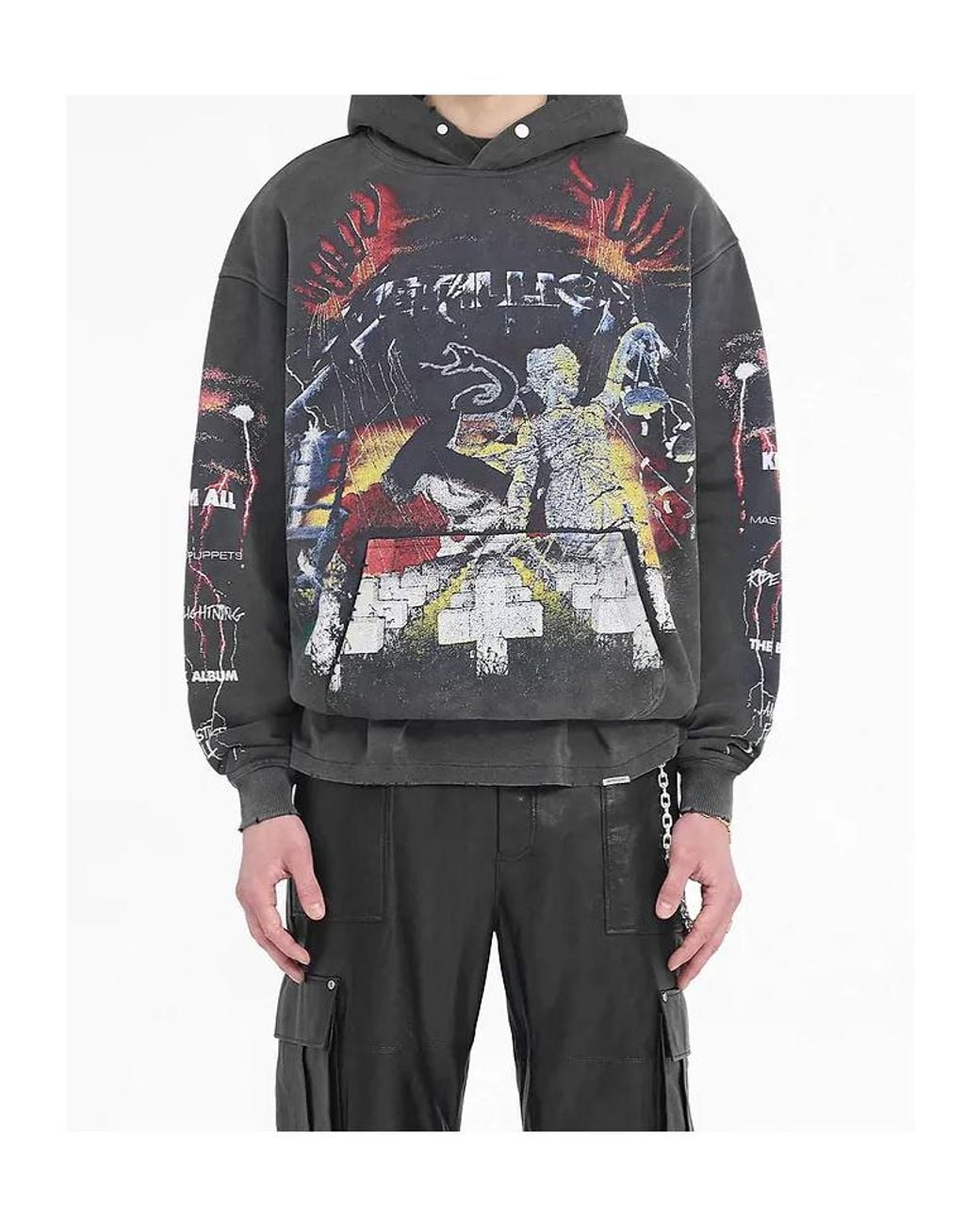 Represent Gray X Metallica Master Of Puppets Distressed Hoodie for men