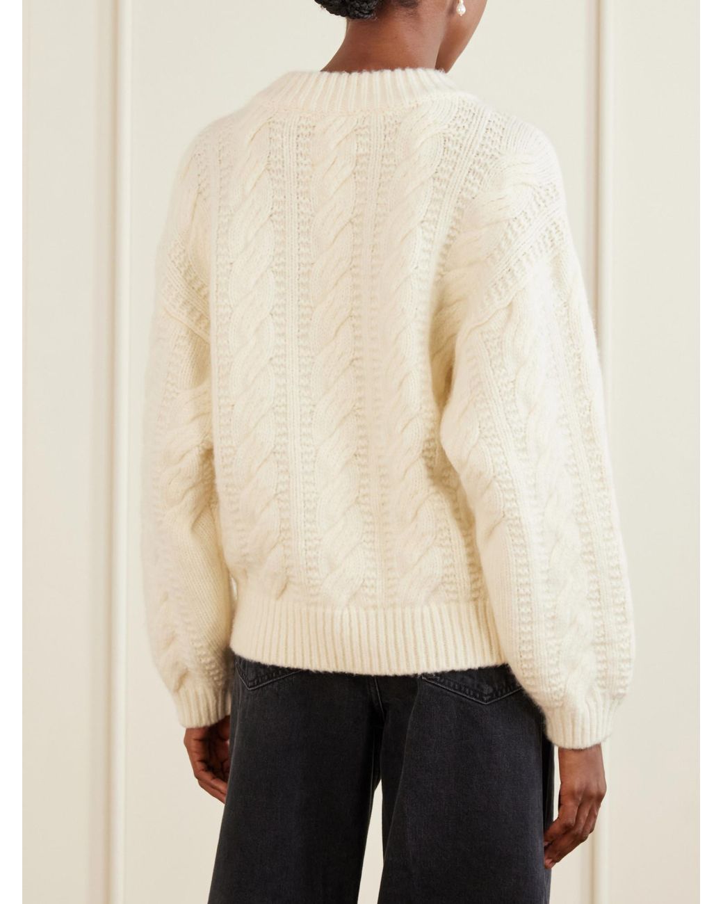 Doen White Cable-Knit Wool And Cashmere-Blend Sweater