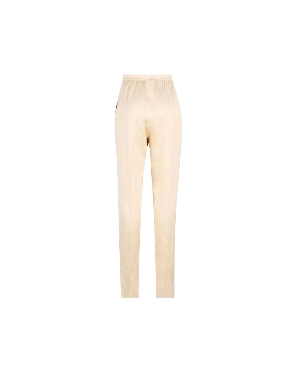 Saint Laurent Natural Pleated Straight Leg Pants
