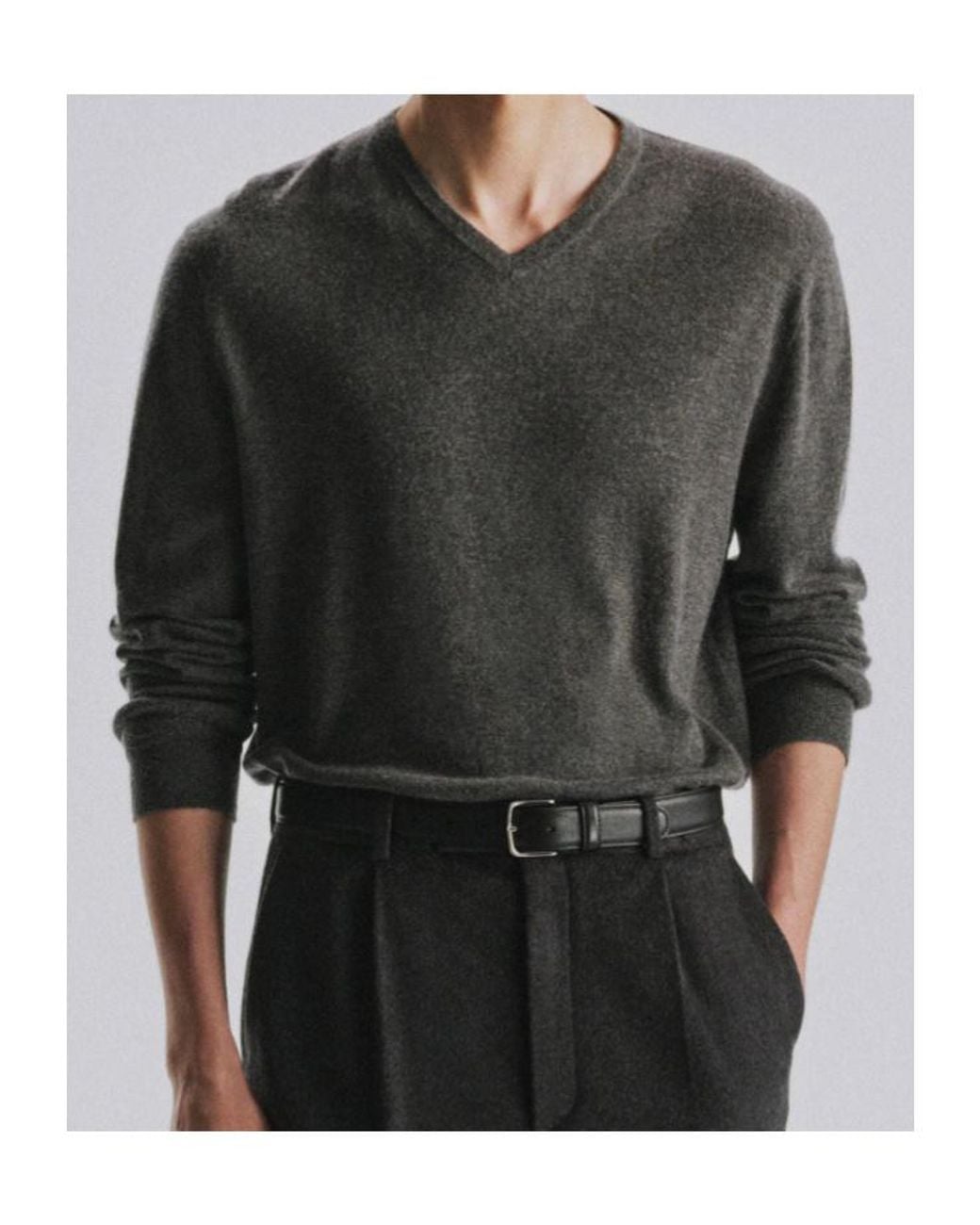 The Row Gray Mapple V-Neck Cashmere Sweater for men