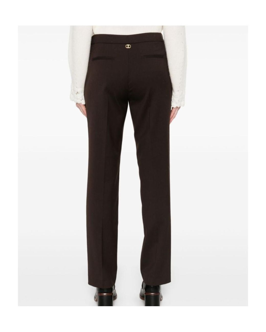 Twinset Gray Straight-Leg Trousers