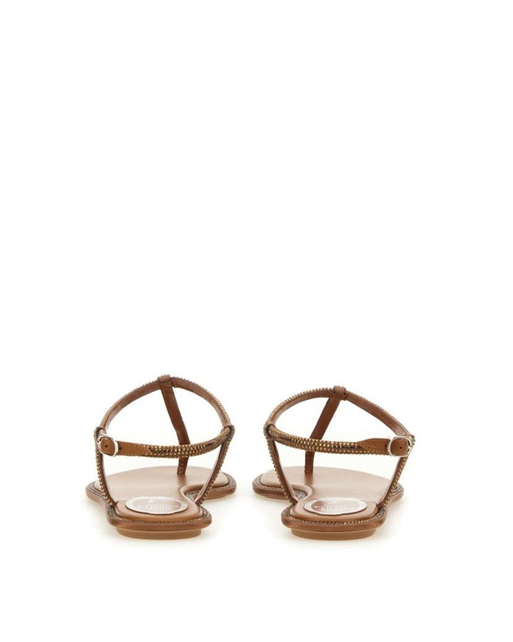 Rene Caovilla Brown René Caovilla Diana Embellished Thong Sandals
