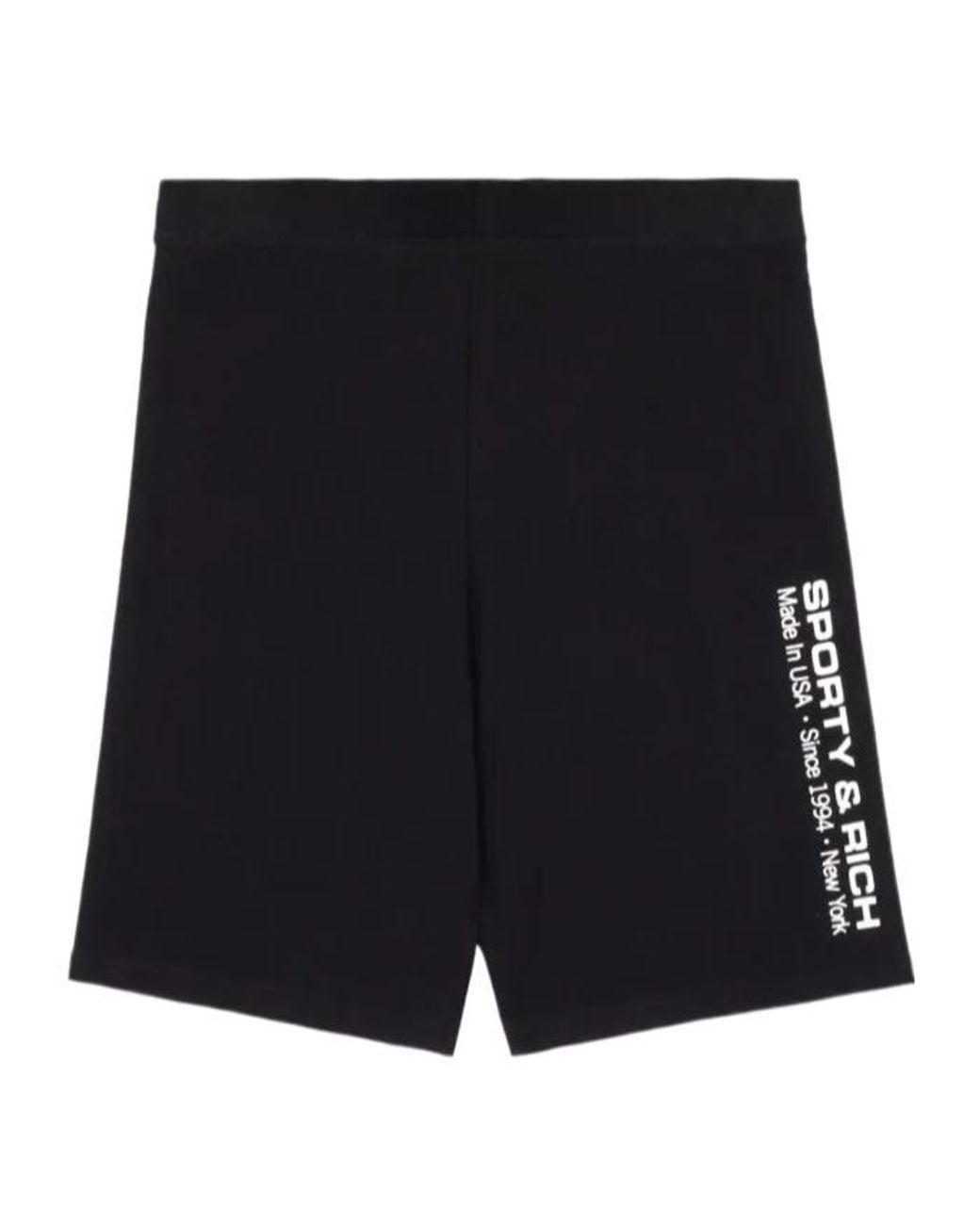 Sporty & Rich Black Reflective Logo-Print Cycling Shorts