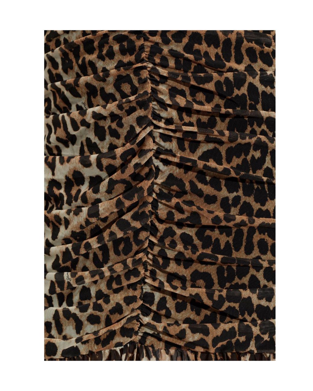 Ganni Natural Leopard Printed V-Neck Dress