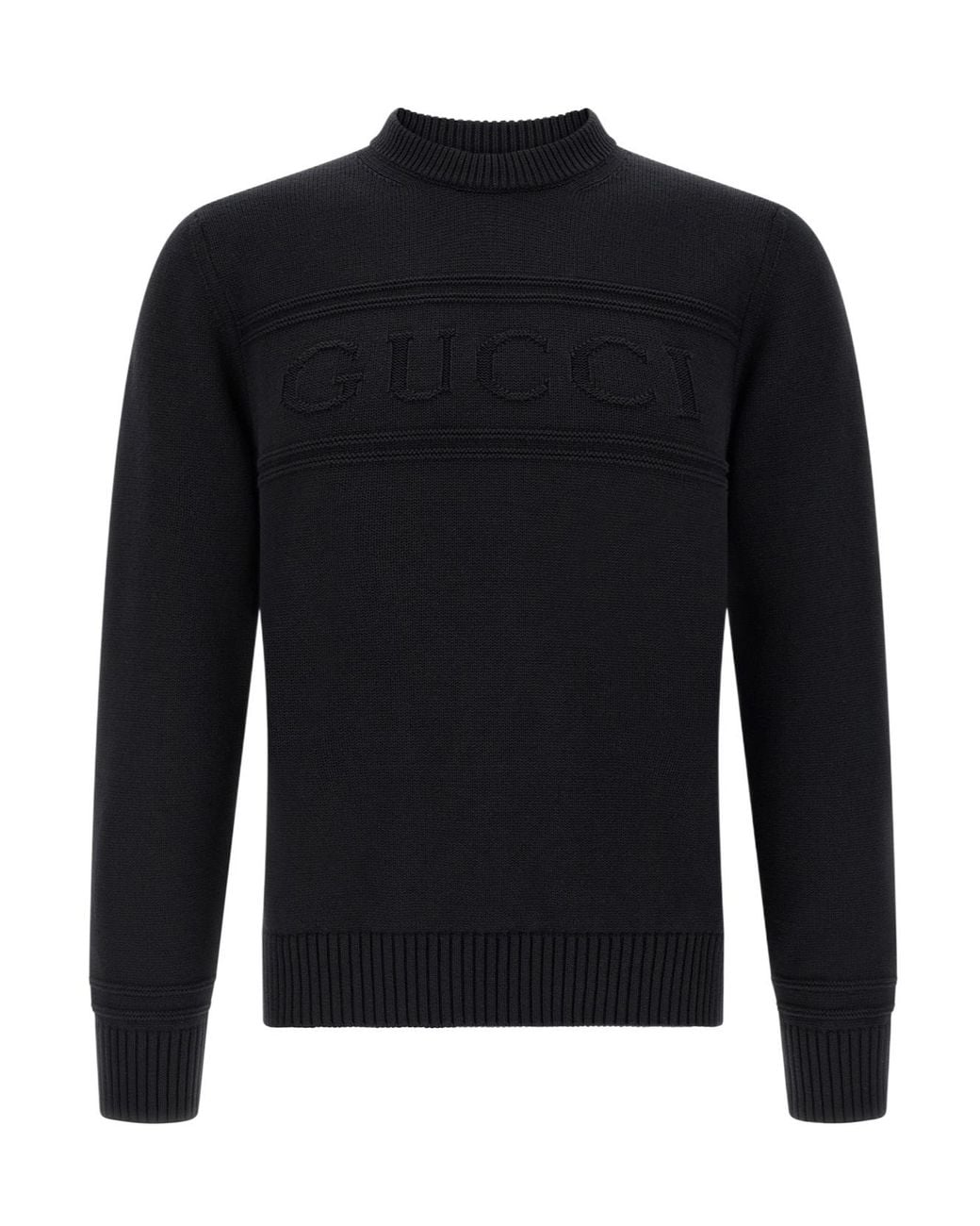 Gucci Black Logo Intarsia Knitted Sweater for men