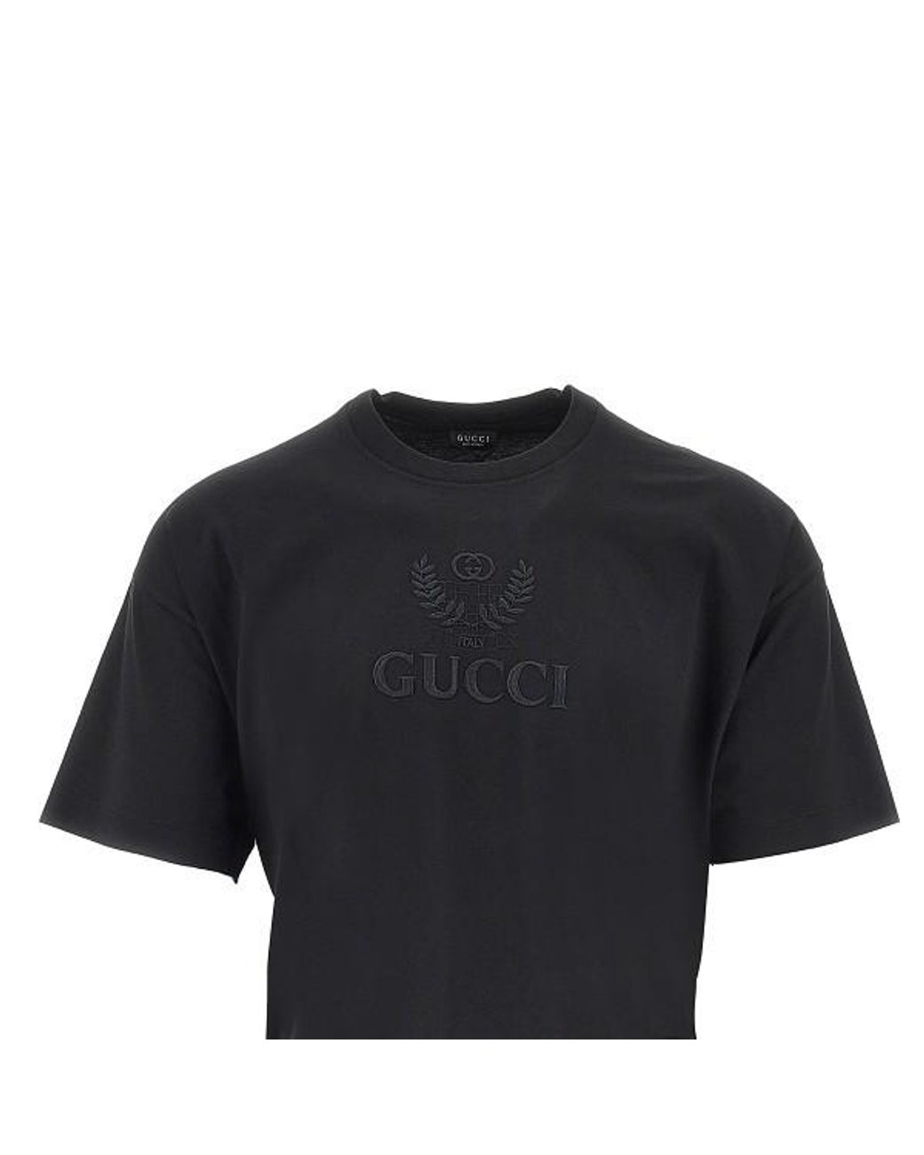 Gucci Black Embroidery Jersey T-Shirt for men