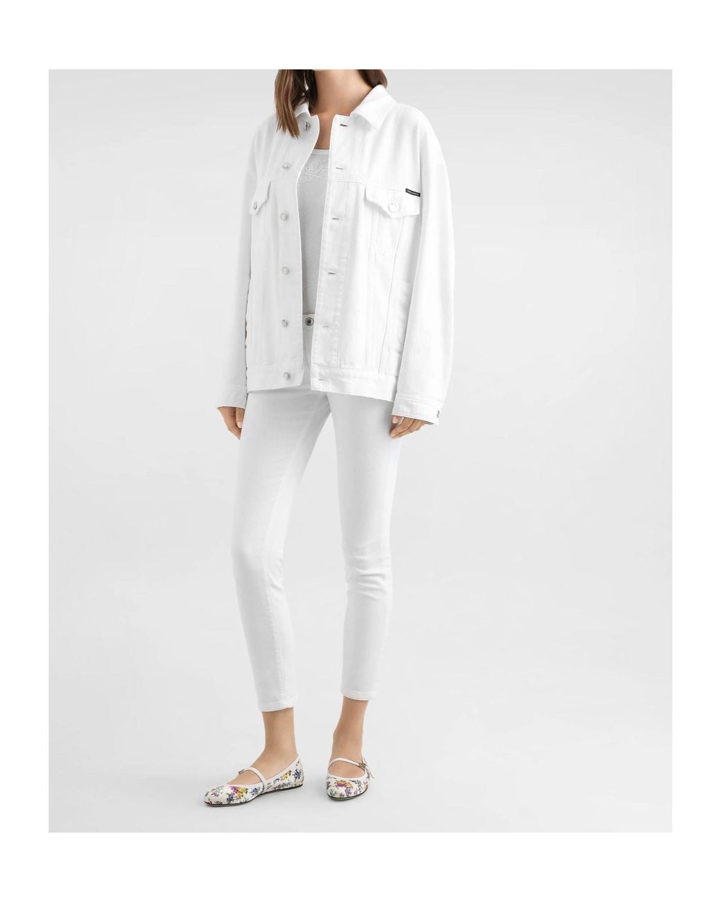 Dolce & Gabbana White Loose Fit Denim Jacket