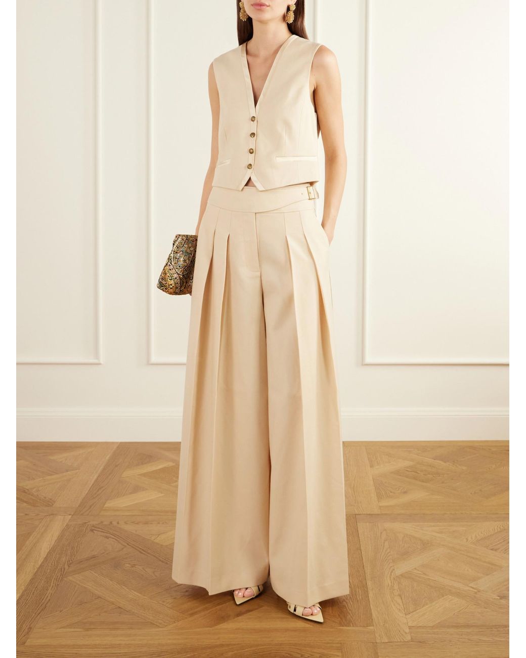 Zimmermann Natural Valiant Pleated Palazzo Pants