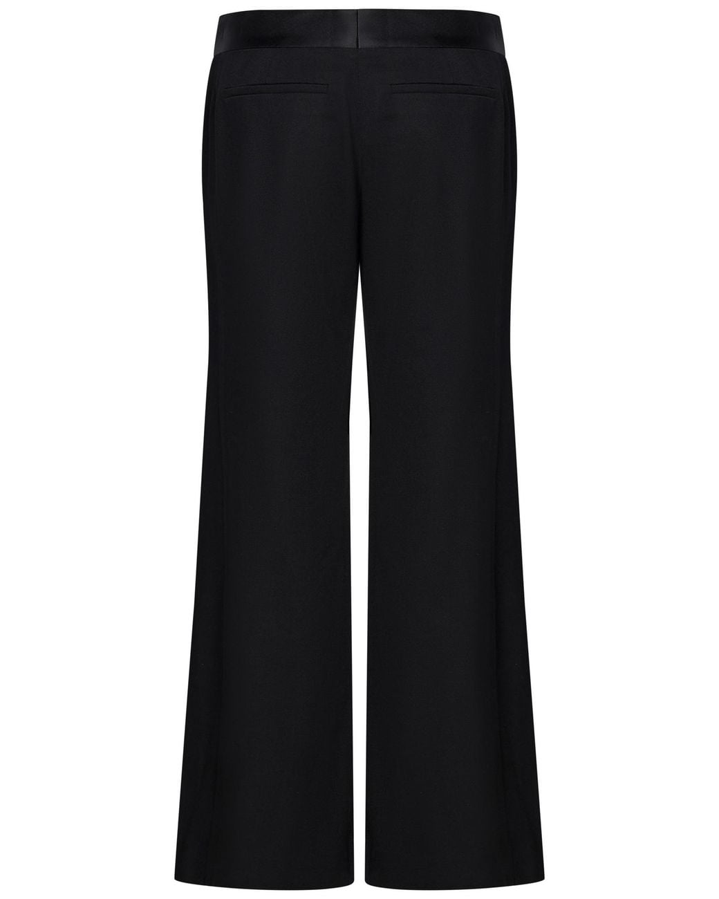 Victoria Beckham Black Wide-Leg Satin-Trim Trousers