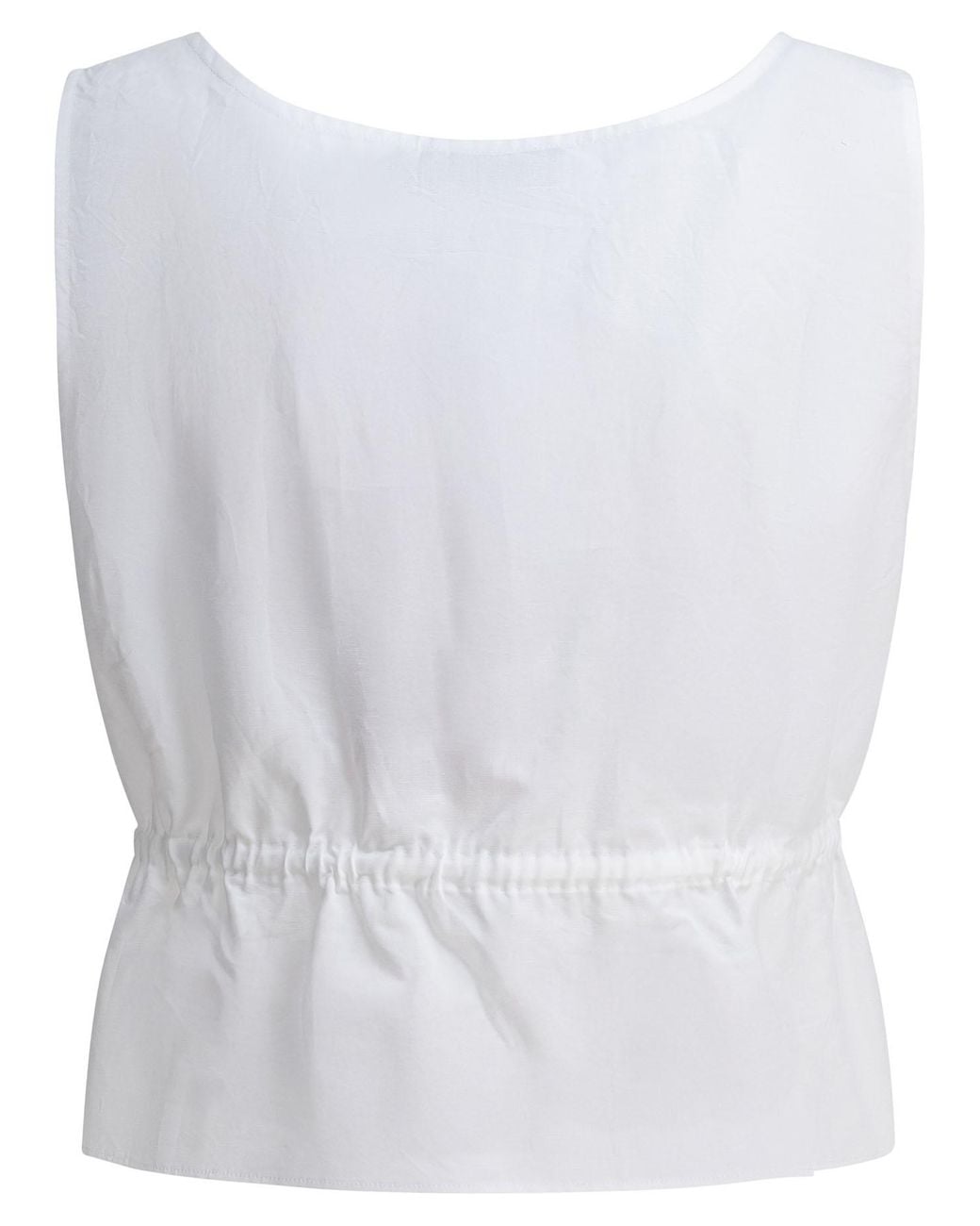 Miu Miu White Sleeveless Drawstring Top