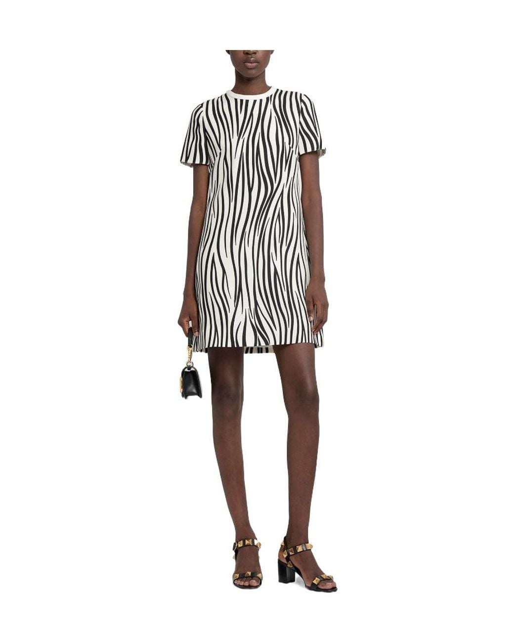 Valentino White Zebra-Print Mini Dress