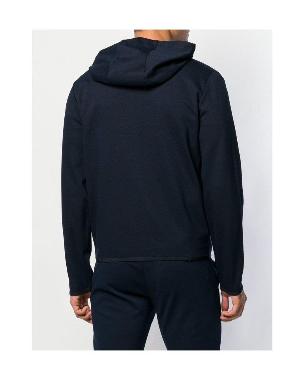 Emporio Armani Blue Zipper Hooded Jacket for men