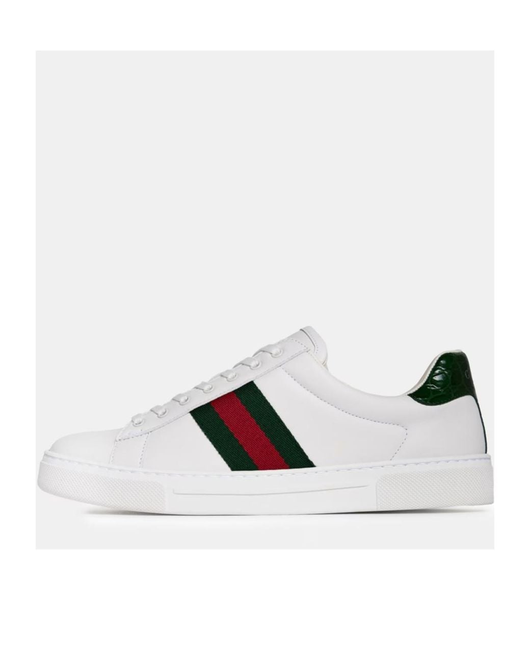 Gucci White Ace Web Canvas Trainers