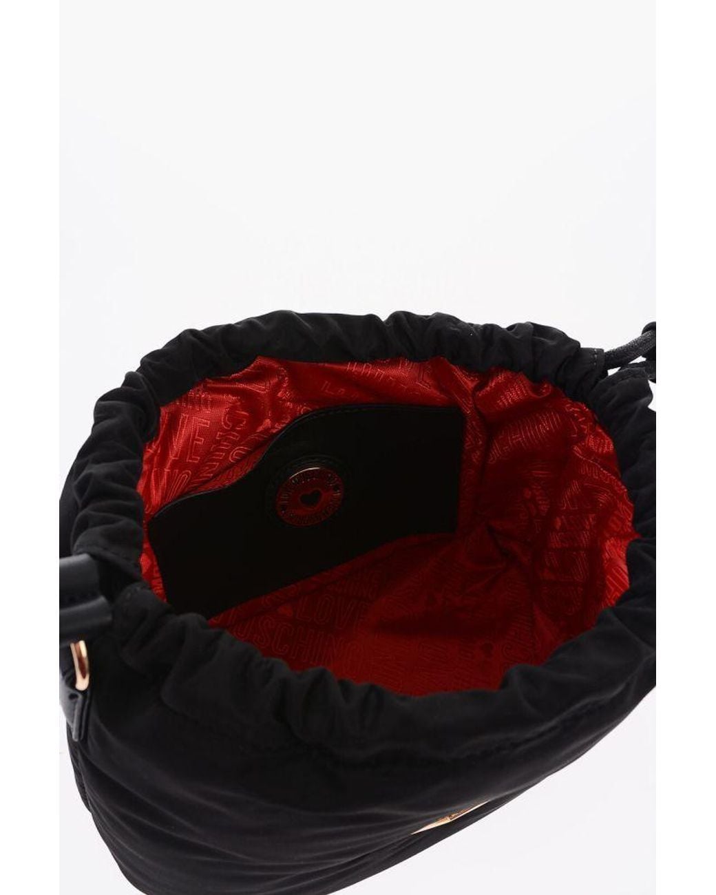 Mini Bagas Moschino Mini Logo-Plaque Bucket Bag in Black | Lyst