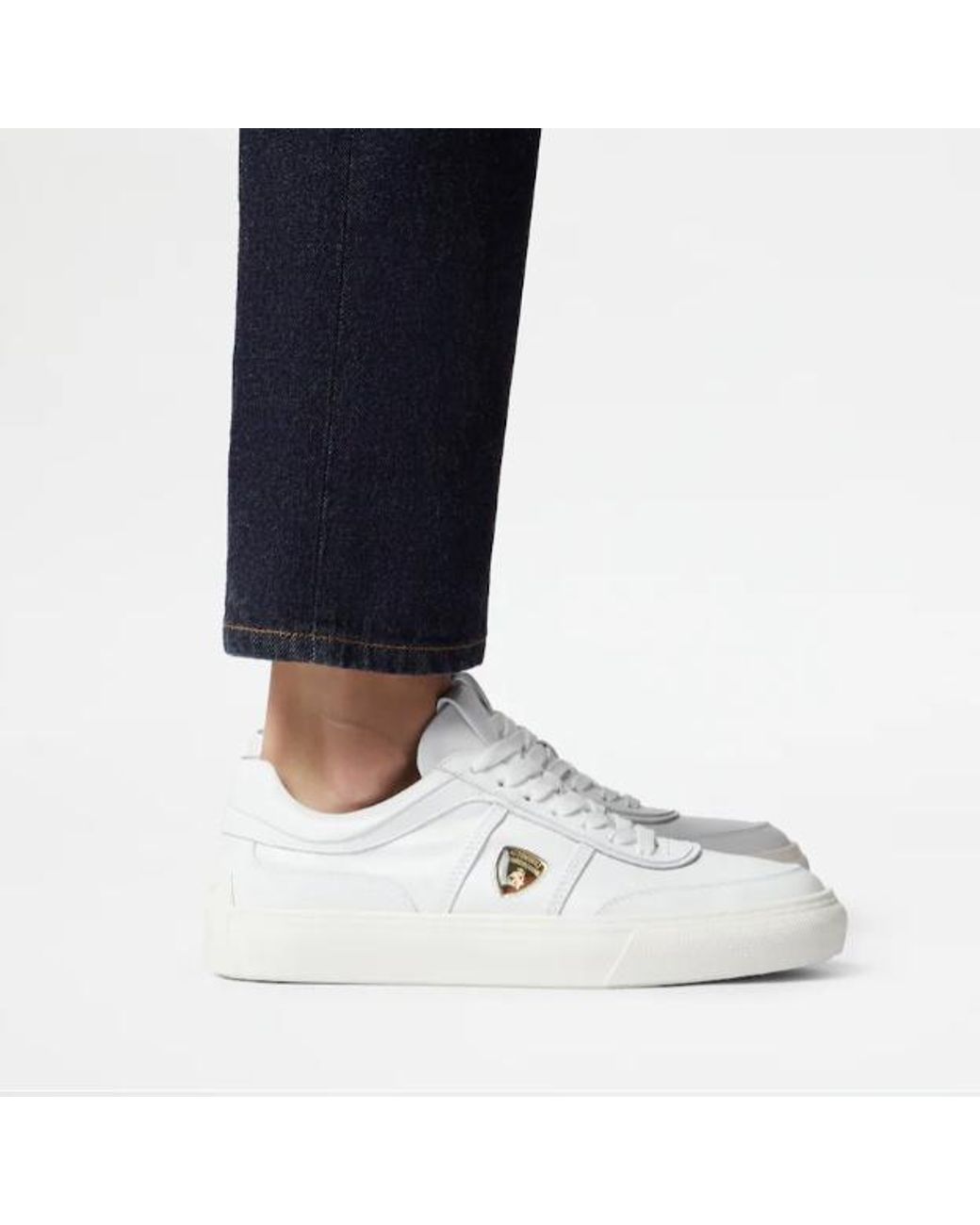 Tod's White Automobili Lamborghini Panelled Lace-Up Leather Sneakers for men