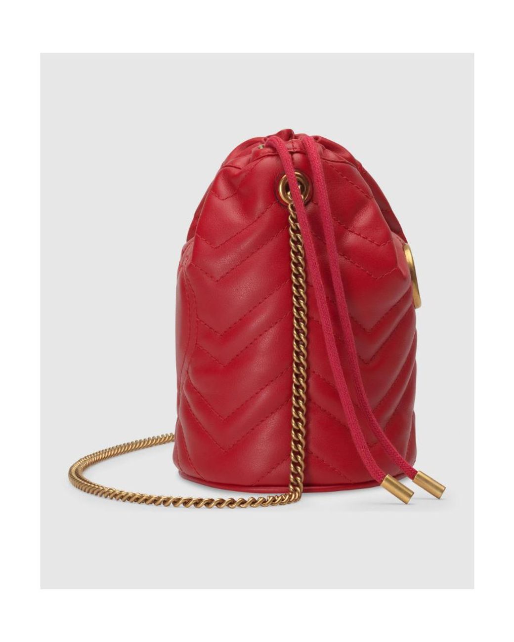 Gucci Red Gg Marmont Mini Bucket Bag