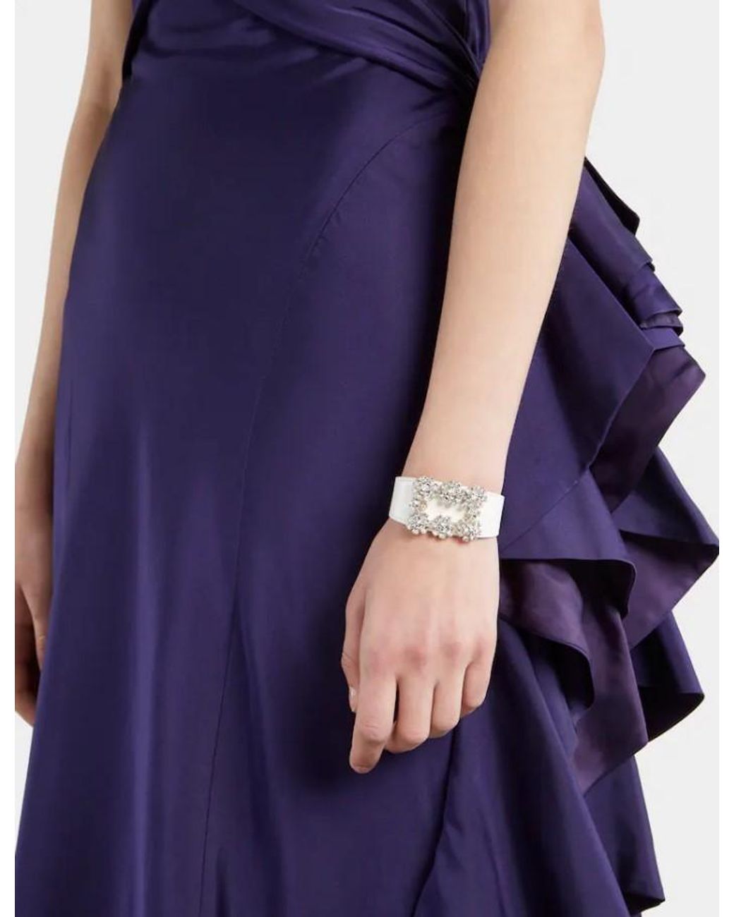 Roger Vivier White Flower Strass Buckle Bracelet