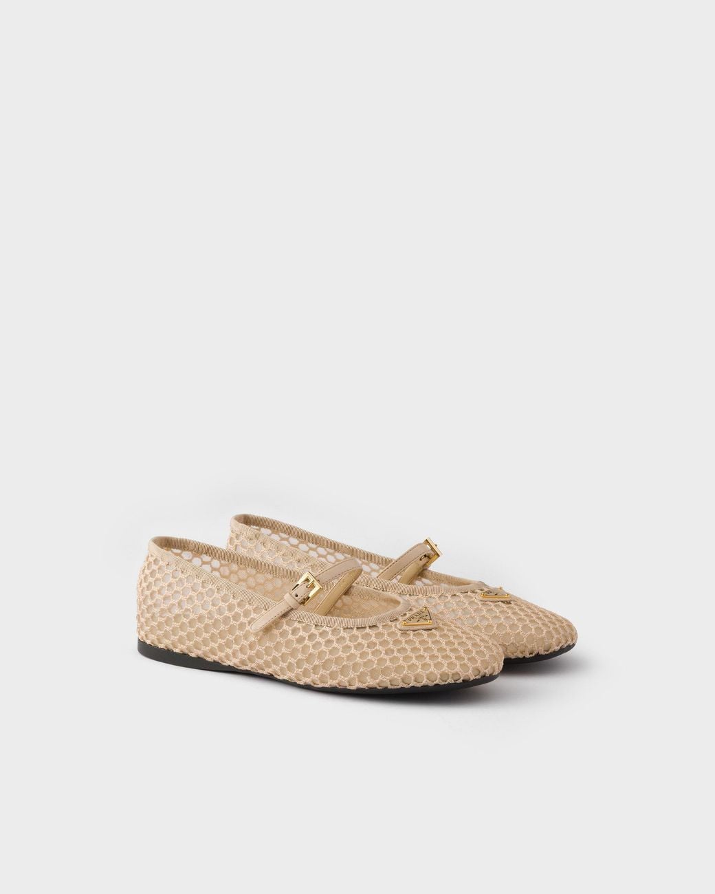Prada Natural Mesh Fabric Ballerinas