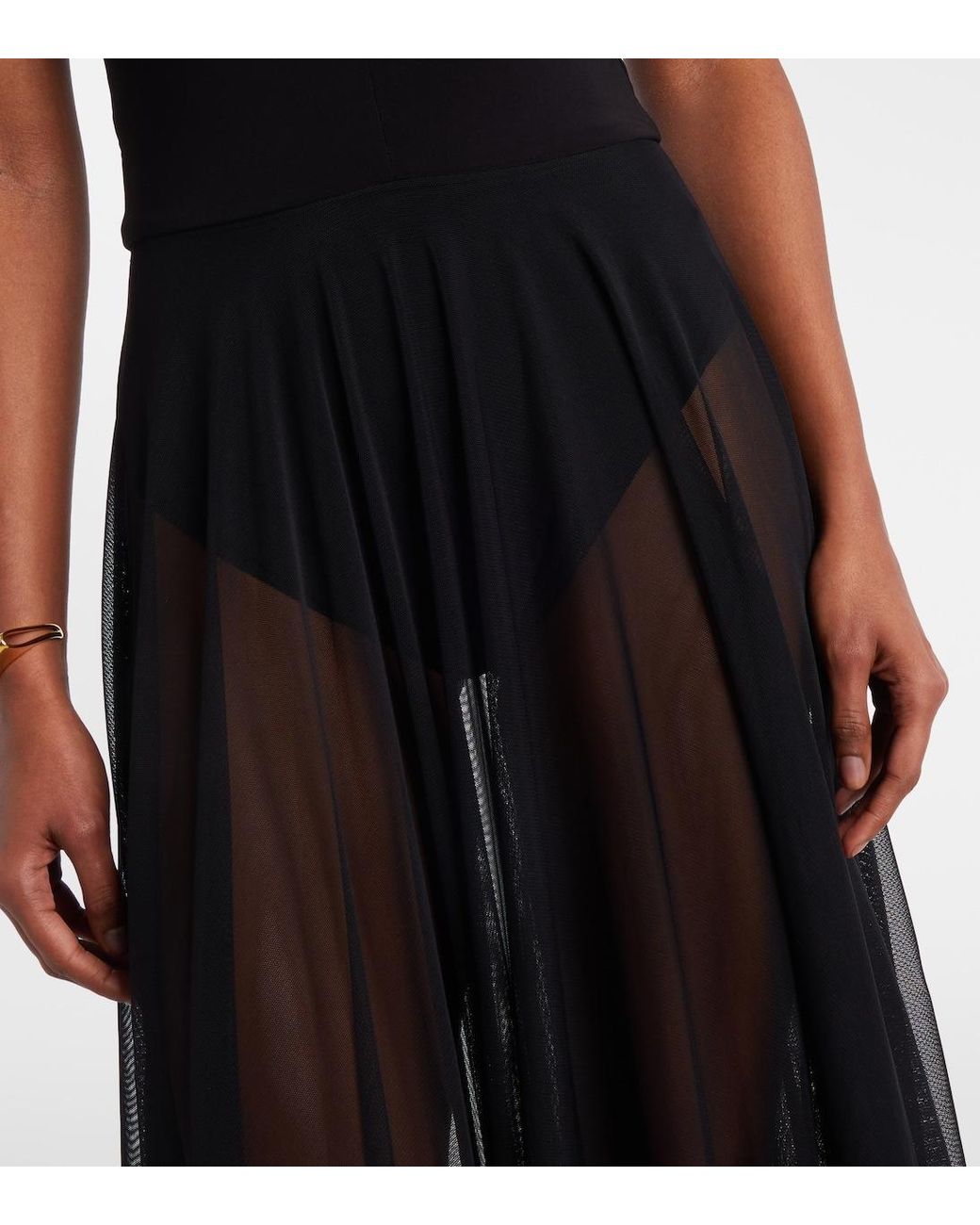 Norma Kamali Black Semi-Sheer Mesh Maxi Dress
