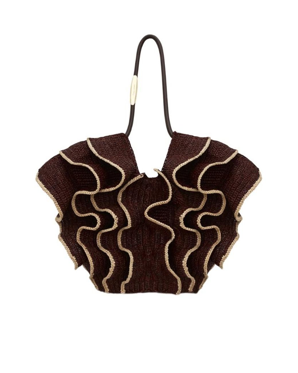 Zimmermann Brown Goldentime Medium Ruffle Tote
