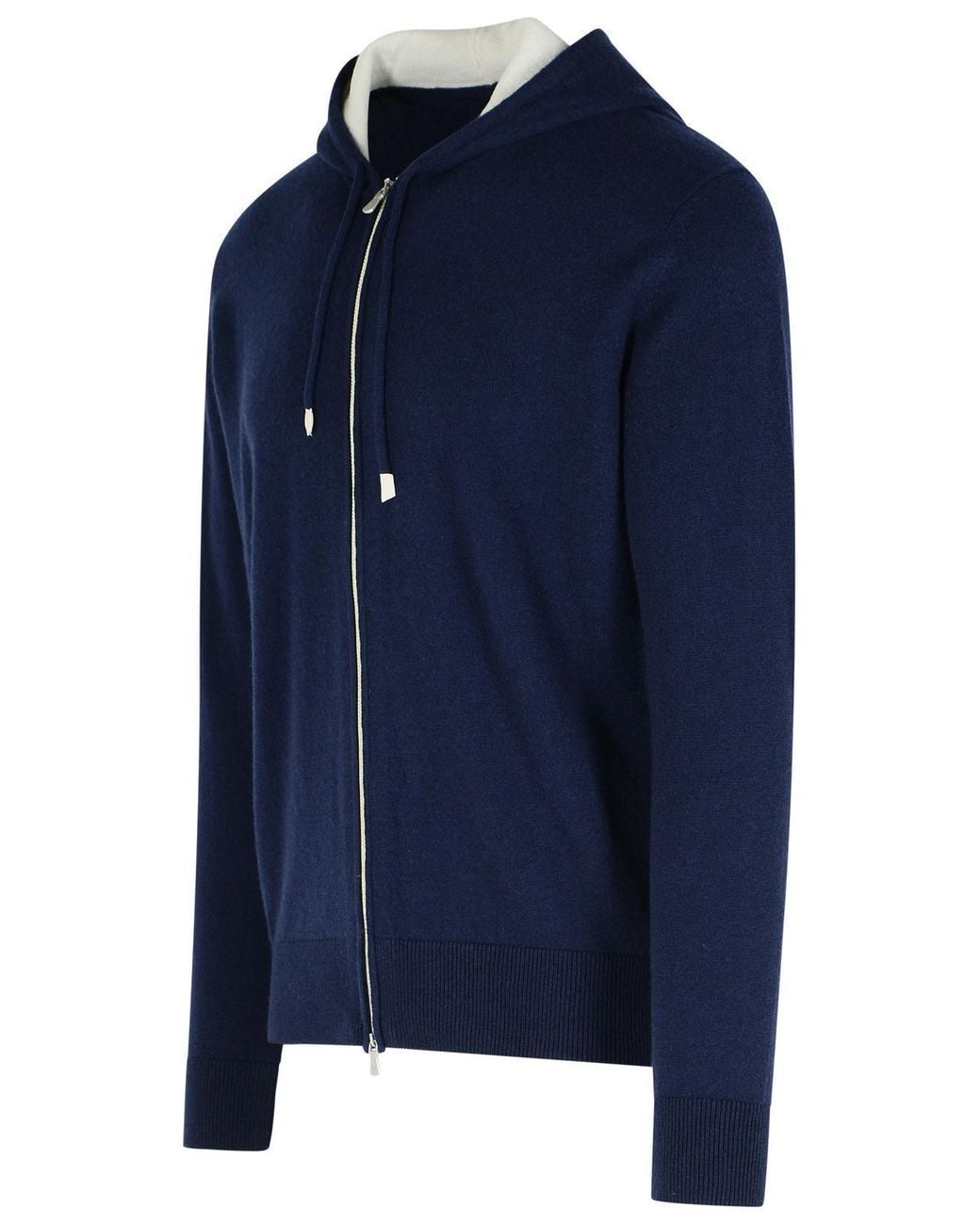 Eleventy Blue Zip-Up Knitted Hoodie for men
