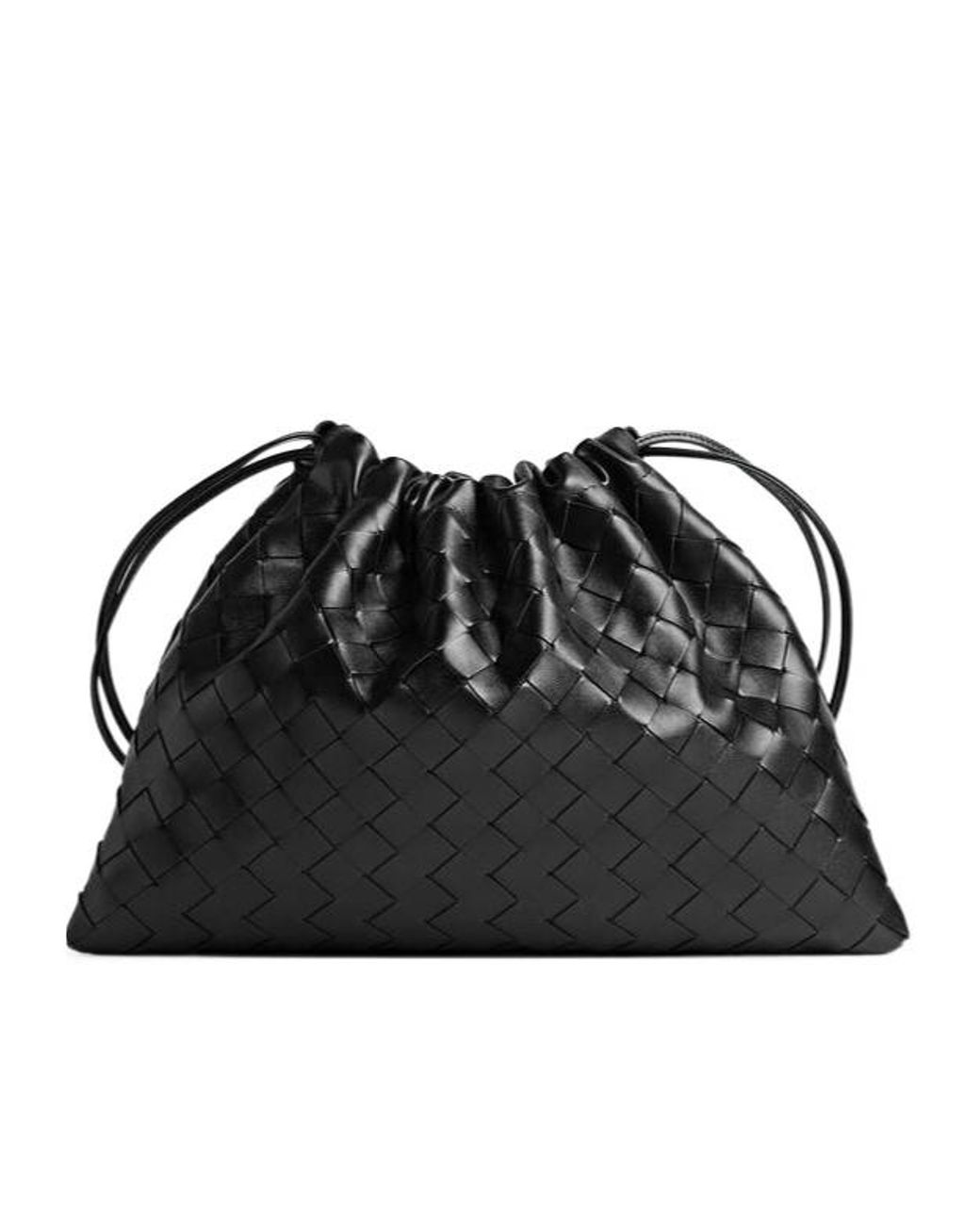 Bottega Veneta Black Intrecciato Drawstring Shoulder Bag