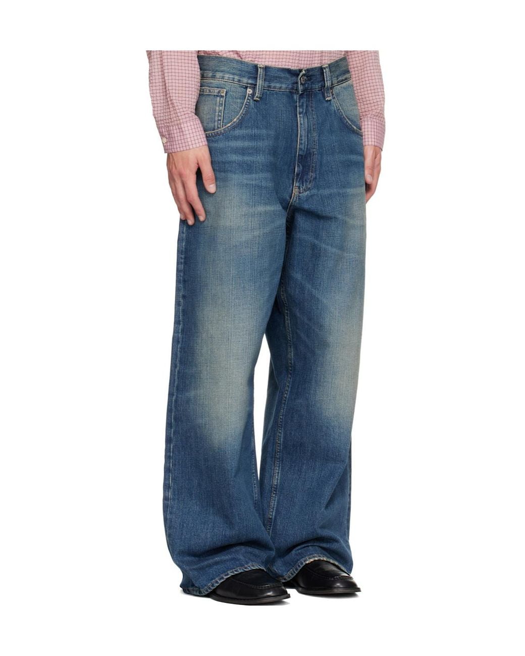 sunflower Blue Logo Patch Wide-Leg Trousers for men