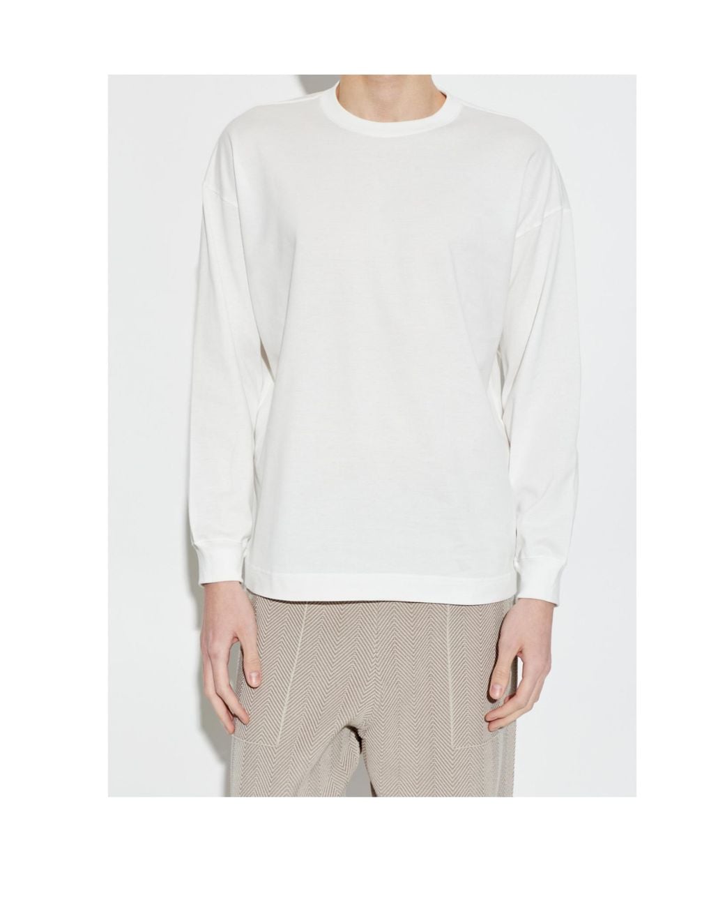 Homme Plissé Issey Miyake White Long-Sleeve Graphic T-Shirt for men