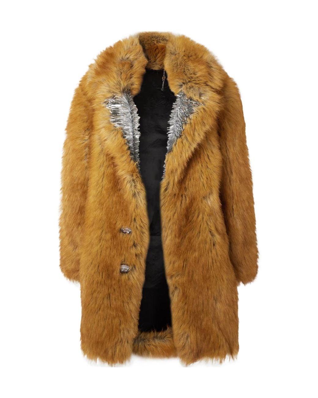 Rabanne Multicolor Embellished-Lapel Fur Coat