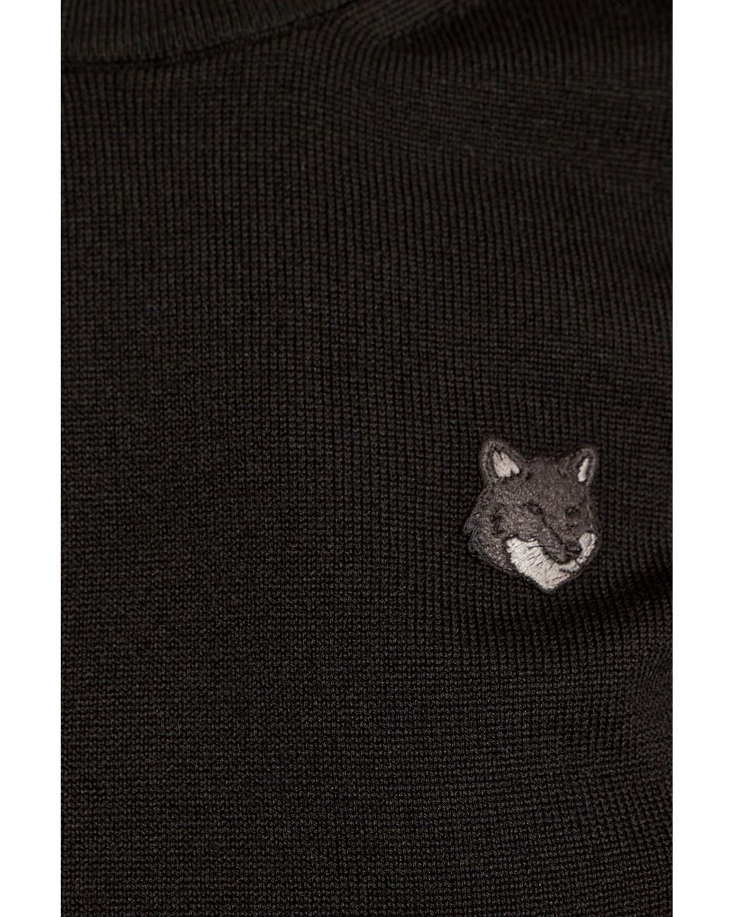 Maison Kitsuné Black Maison Kitsuné Fox Head Patch Knitted Jumper