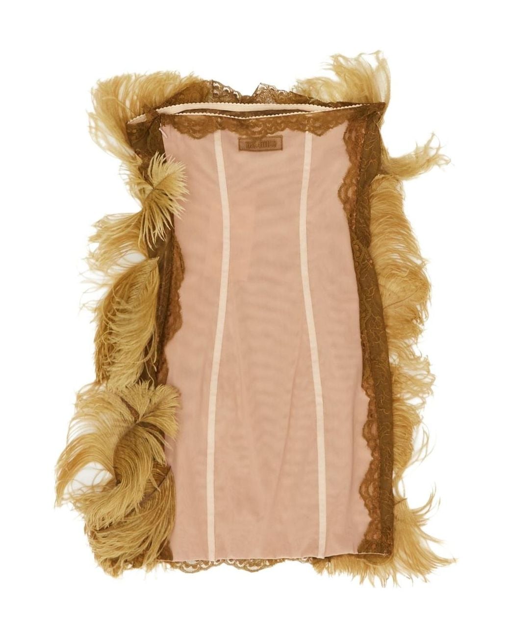 The Attico Metallic The Feather-Trim Lace Mini Dress