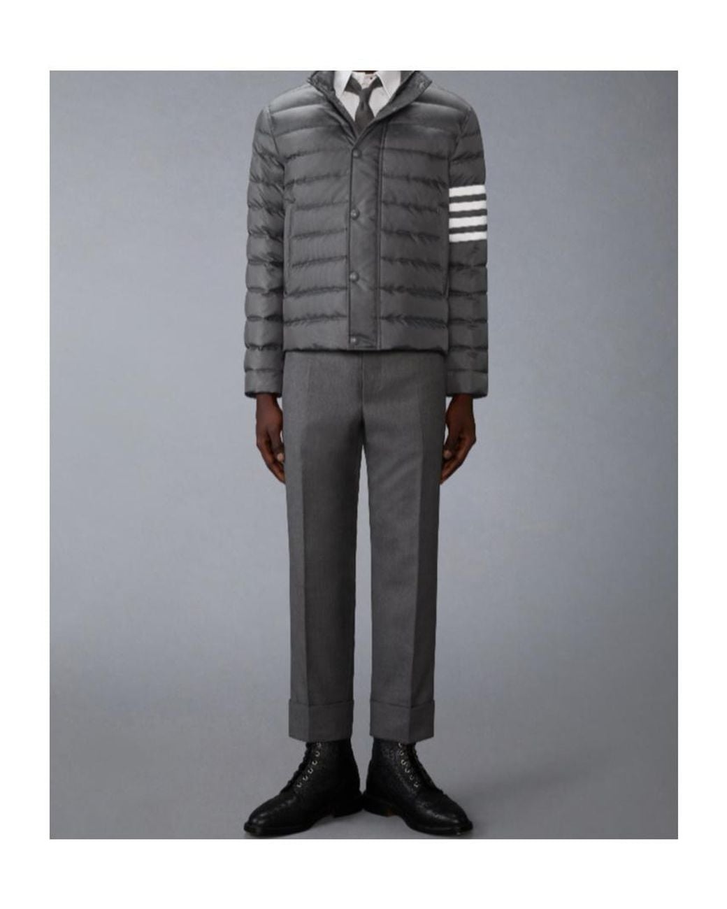 Thom Browne Gray Four-Bar Stip-Detail Jacket for men