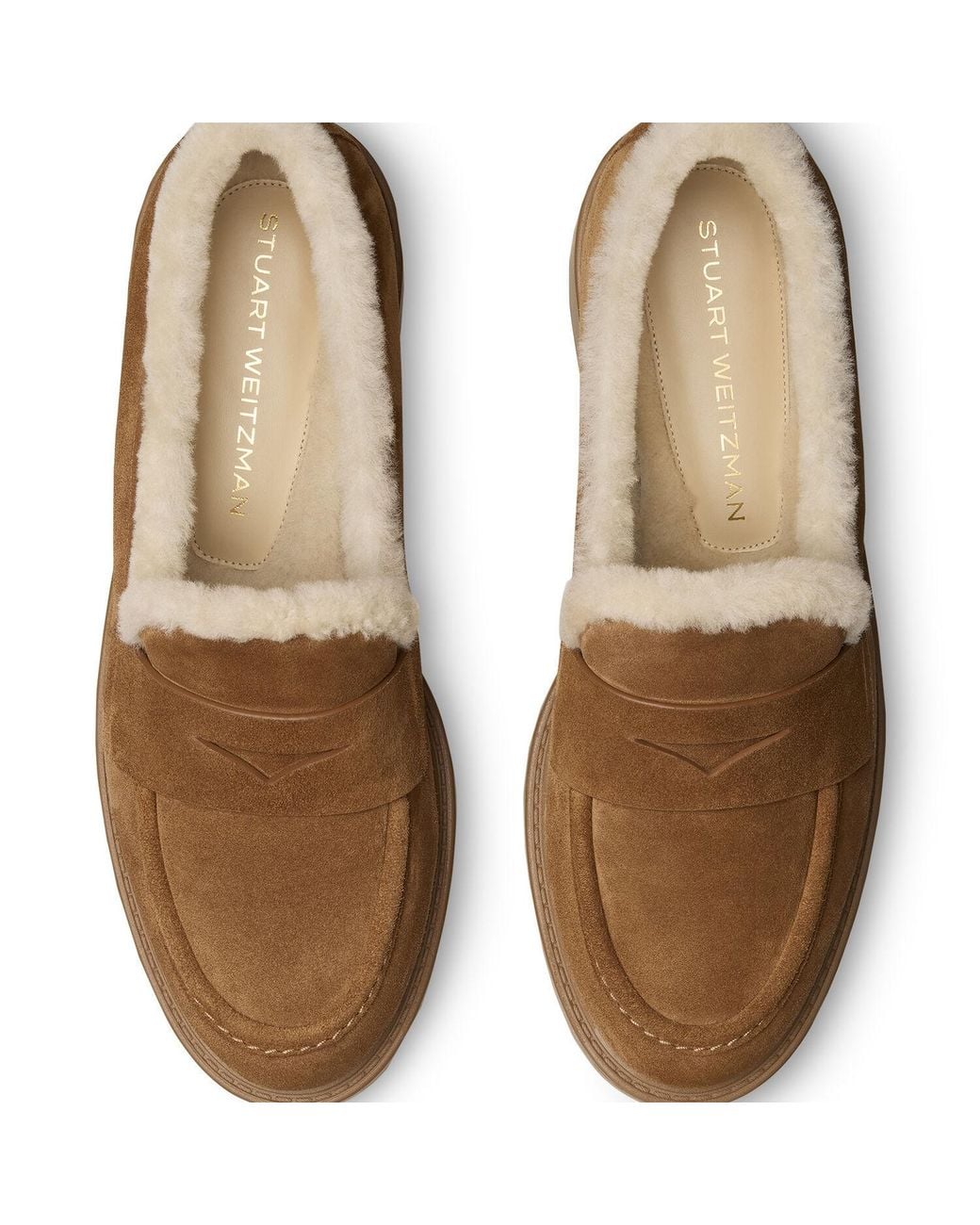 Stuart Weitzman Brown Celia Lite Shearling Loafer
