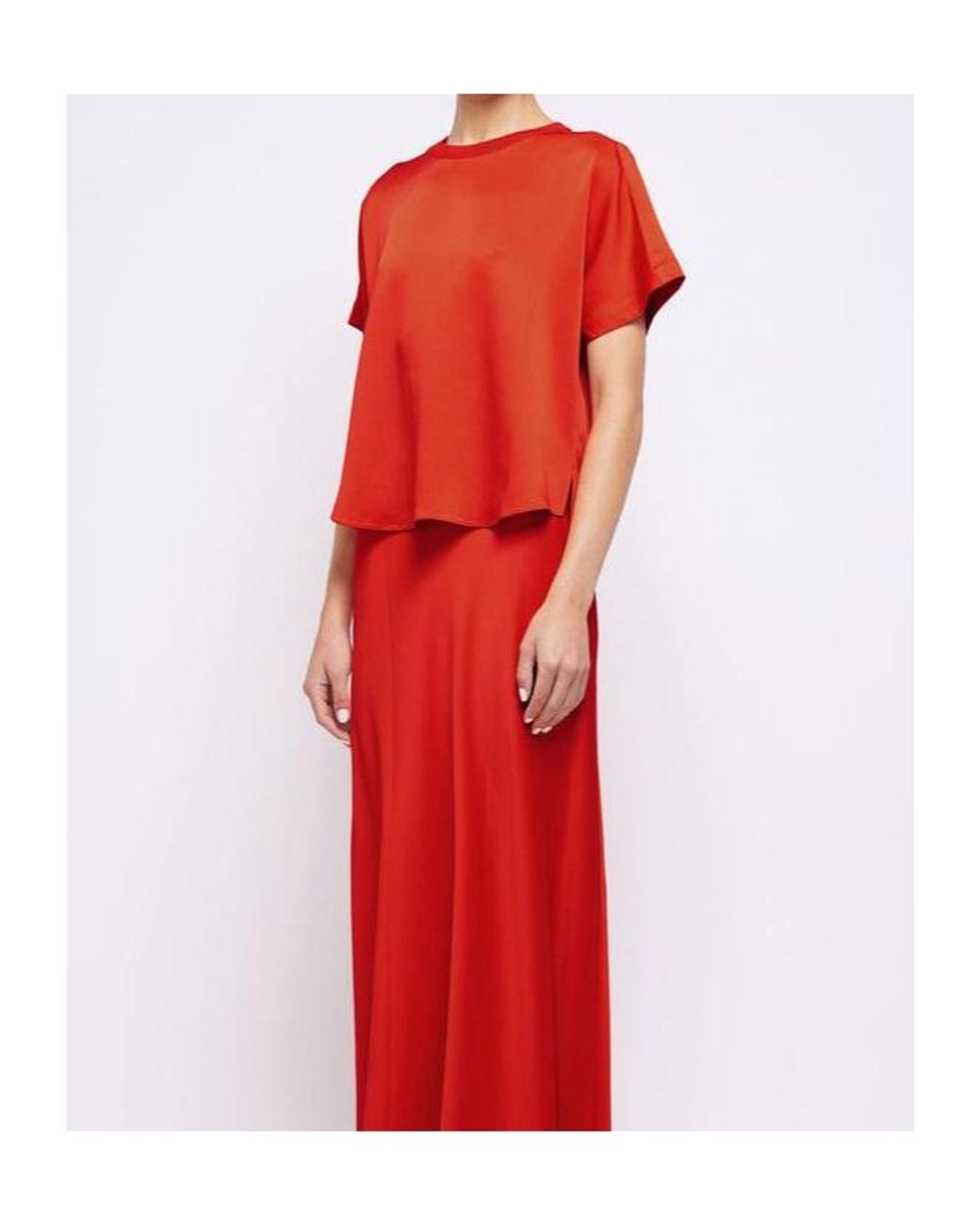 Jonathan Simkhai Red Addy Knit-Panel T-Shirt