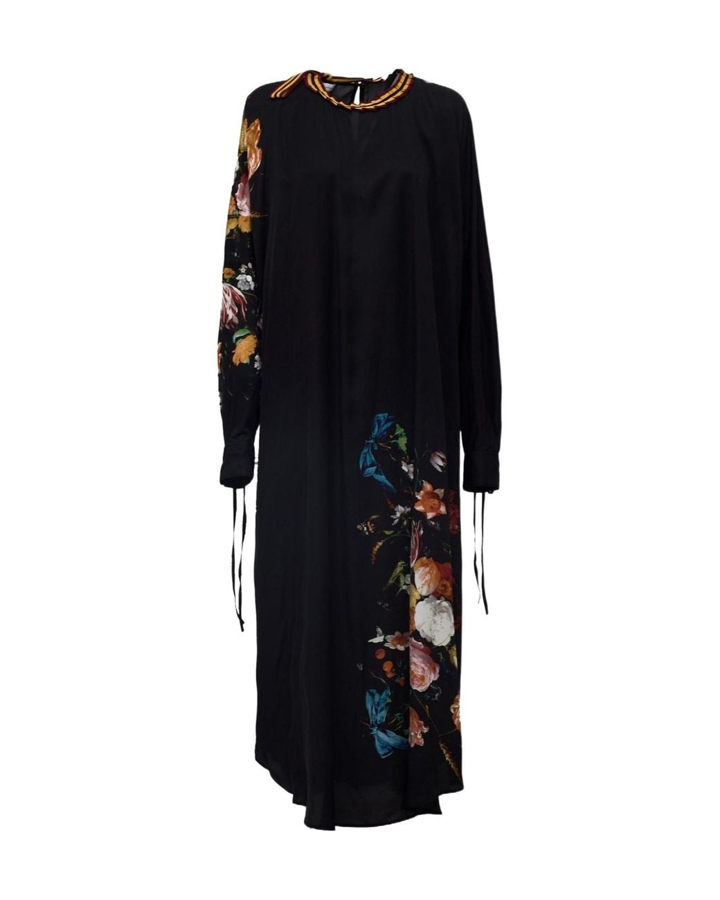 Dries Van Noten Black Daftan Floral Maxi Dress