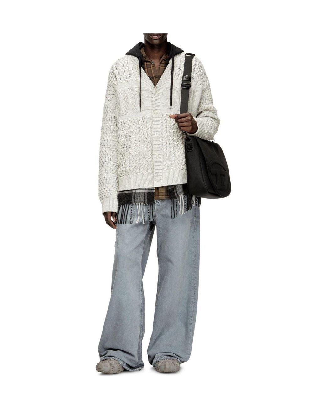 DIESEL White Casual Styling Cardigan for men