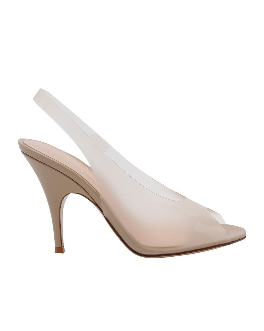 Gianvito Rossi White Clear Slingback Heeled Sandals