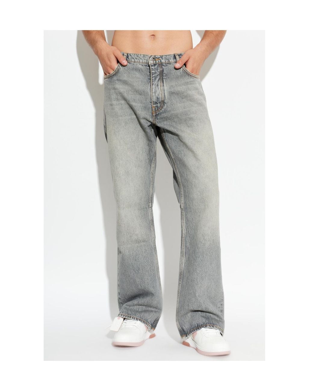 Off-White c/o Virgil Abloh Gray Logo Patch Bootcut Jeans for men