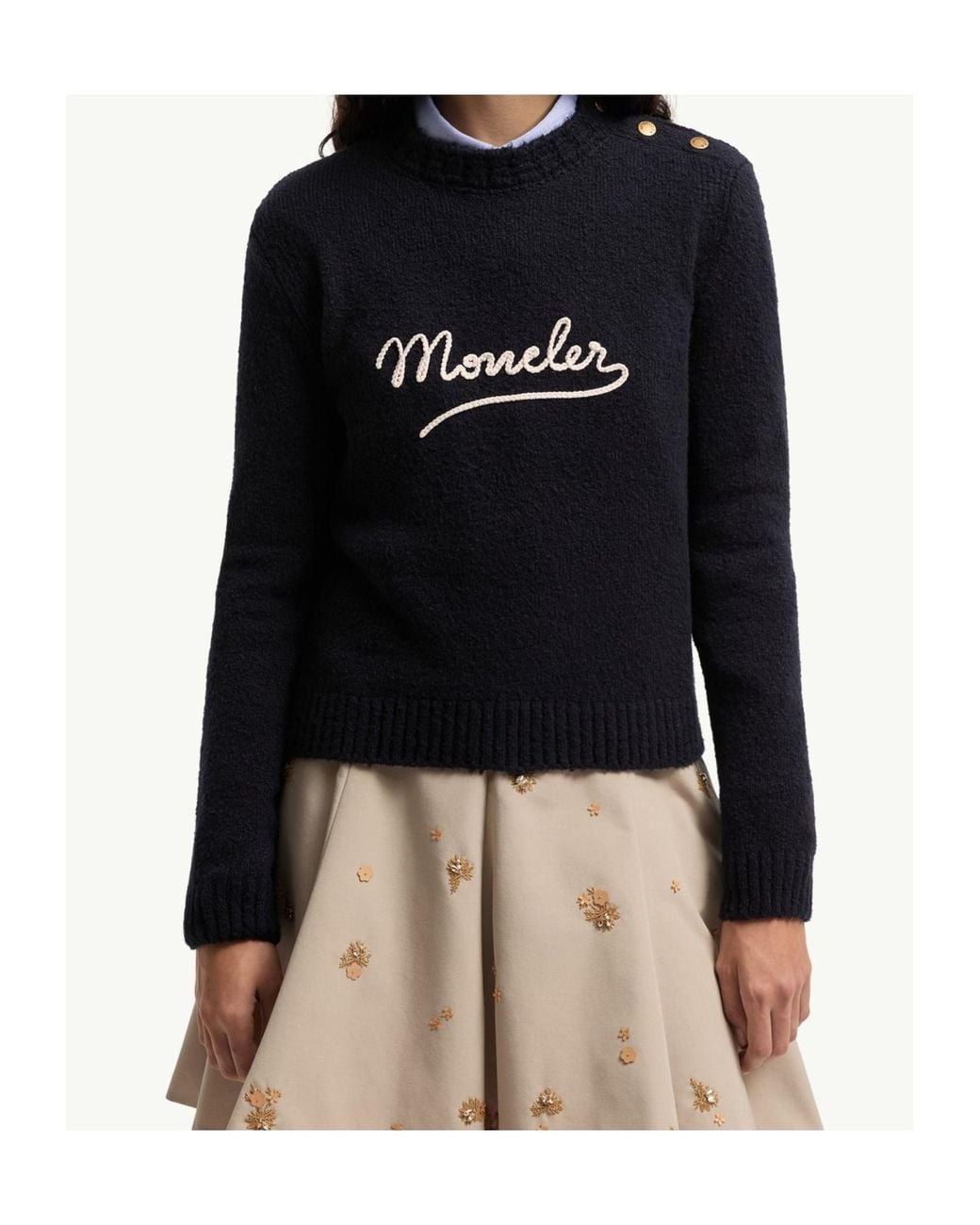Moncler Blue Embroidered Logo Jumper