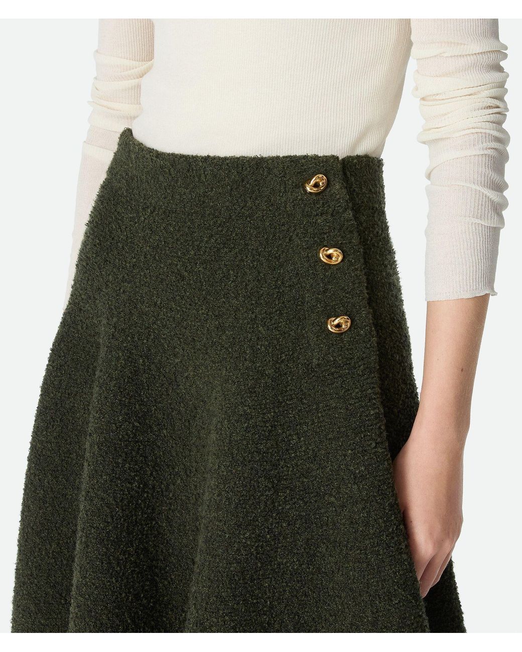 Bottega Veneta Natural Wool Bouclé Skirt