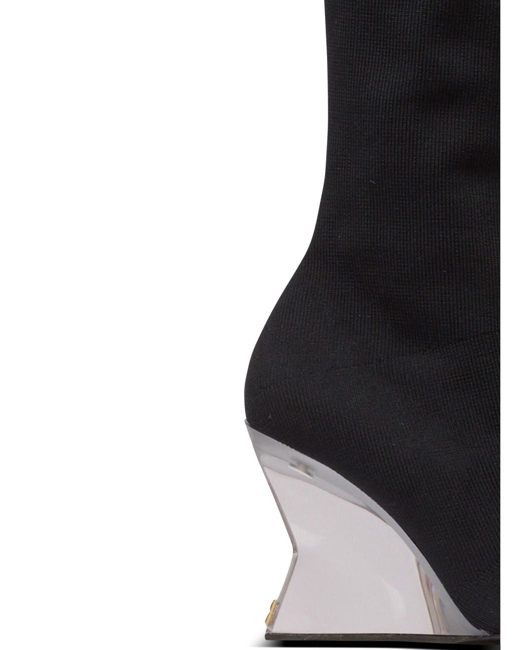 Balmain Black Wedge Knit Thigh-High Boots