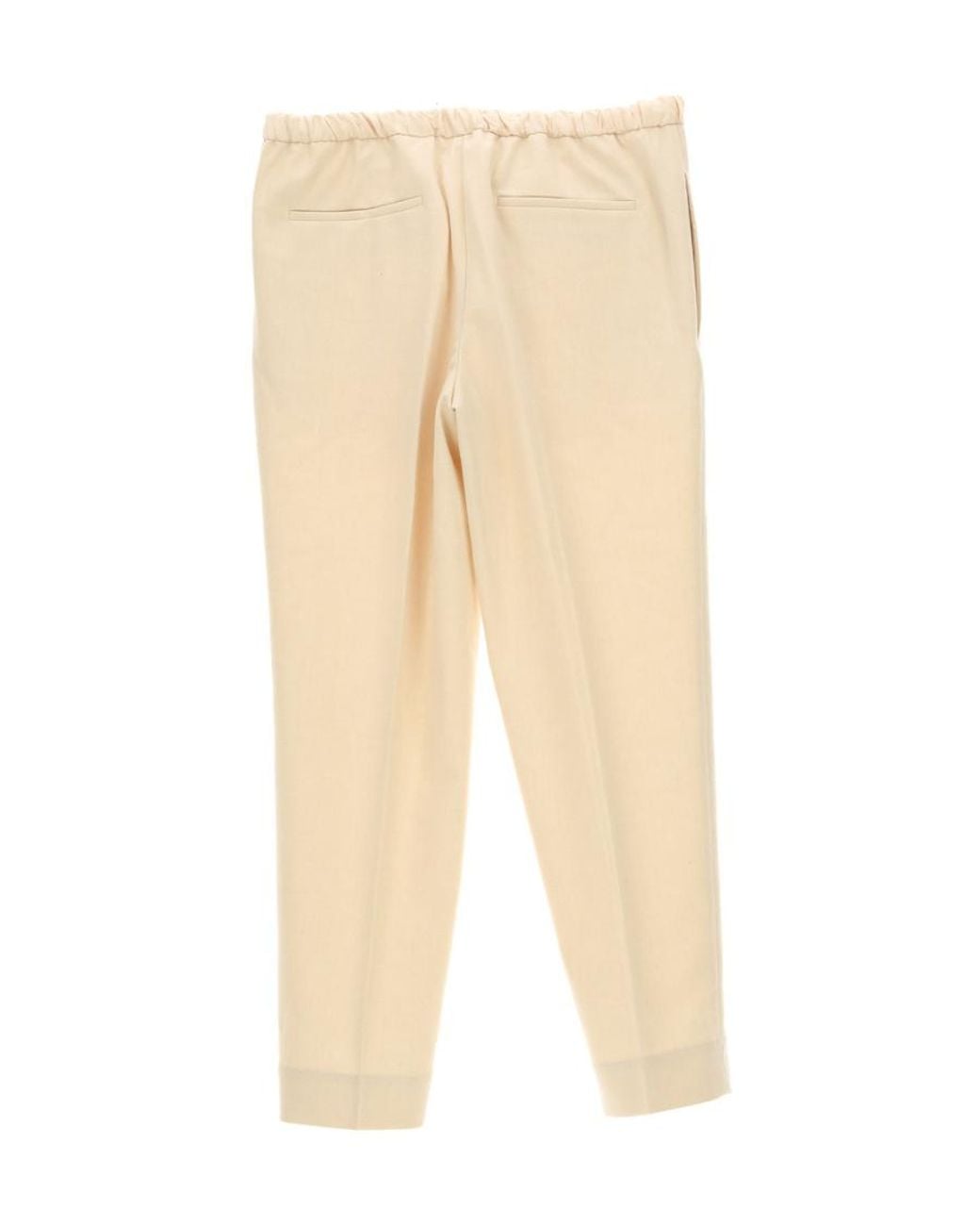 Jil Sander Natural High-Waist Drawstring Cropped Trousers