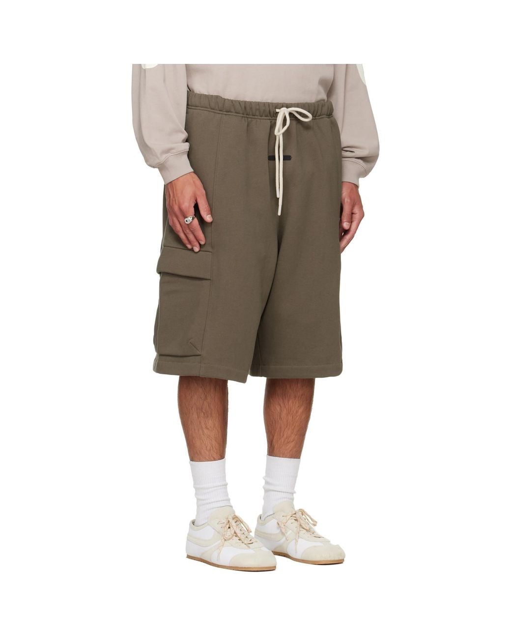 Fear Of God Green Lace-Up Elastic Shorts for men
