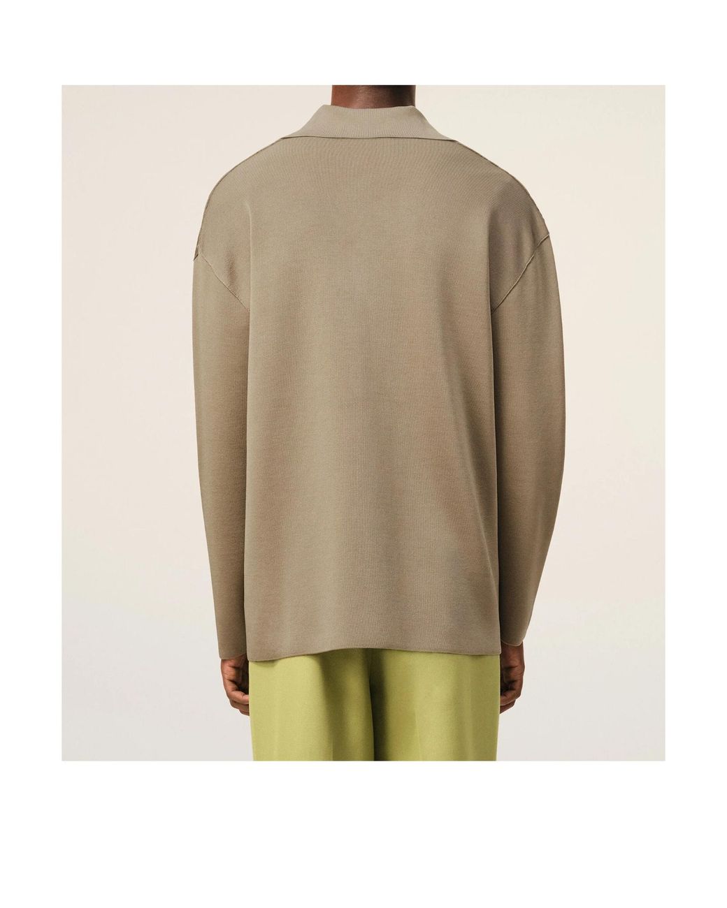 AMI Natural Long-Sleeve Polo-Collar Sweater for men