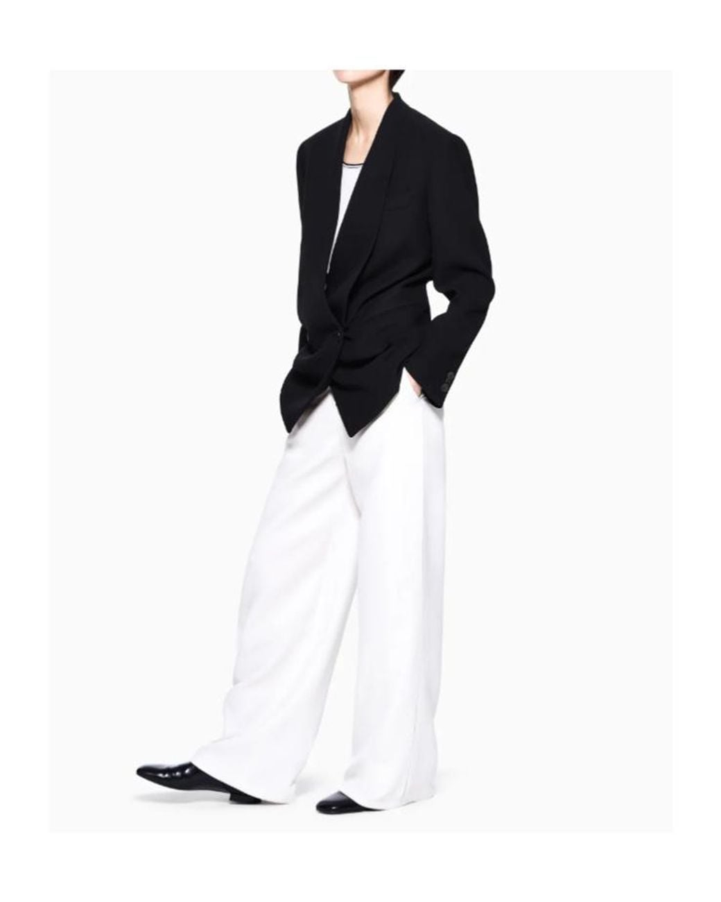 Giorgio Armani Blue Pleated-Back Double-Breasted Blazer